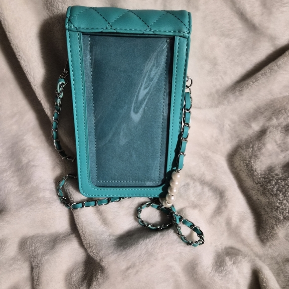 🌸SOLD🌸New Studio Badgley Mischka Quilted Teal Phone Crossbody Bag - Picture 2 of 8